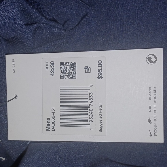 Nike Dri-Fit Vapor Slim Fit Golf Pants Color-Blue NWT - Picture 9 of 9